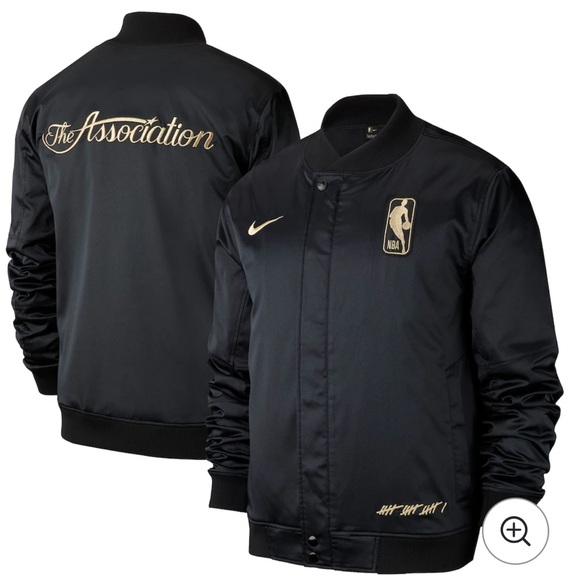 Men's Nike Black NBA Finals The Association Gold Metallic Satin Full-Snap Jacket